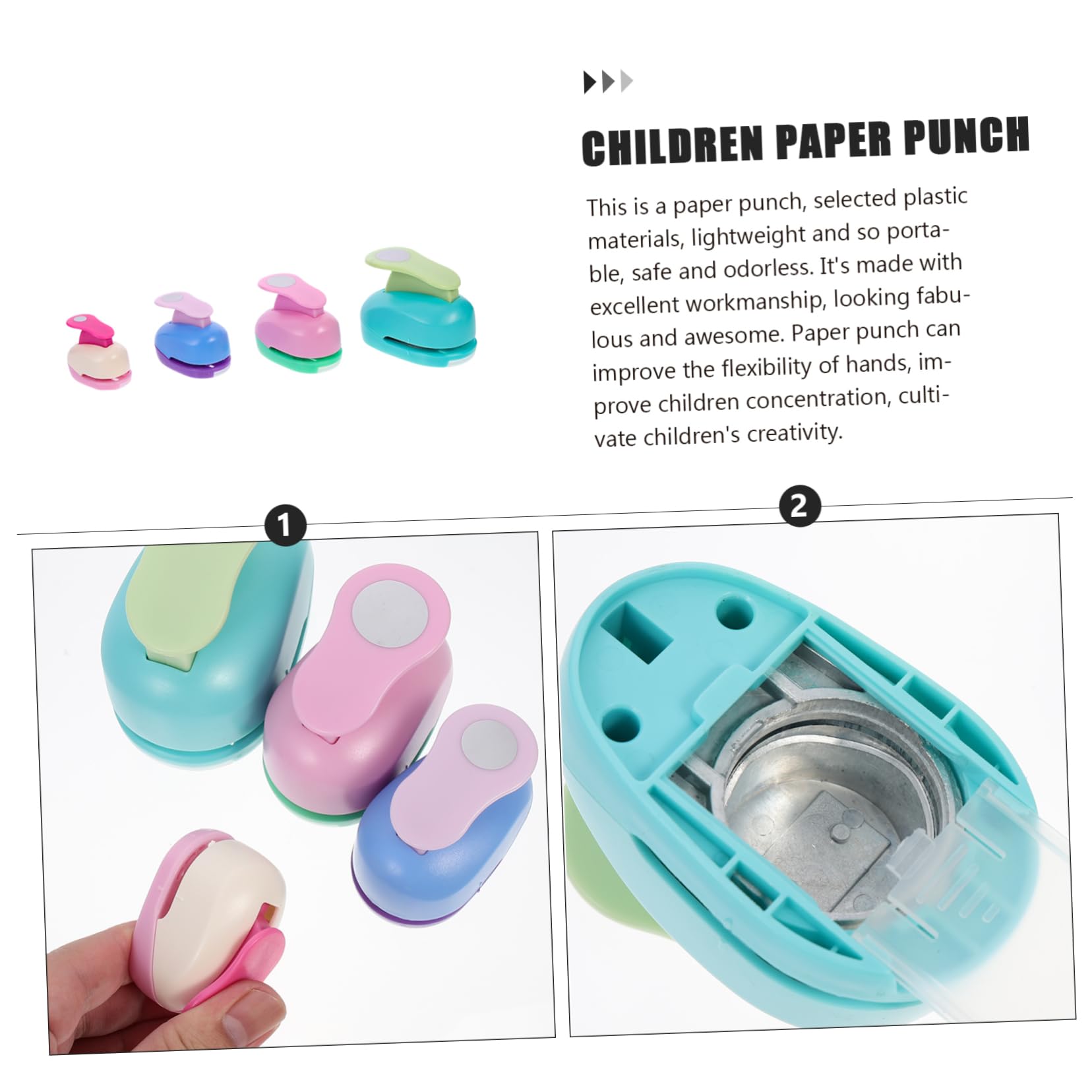 4pezzi Puncher Per Carta Strumenti Creativi Per Ragazzo Ragazza Fustelle Per Biglietti Scrapbooking e Fai Da Te Con Forme Rotonde Colori Variabili