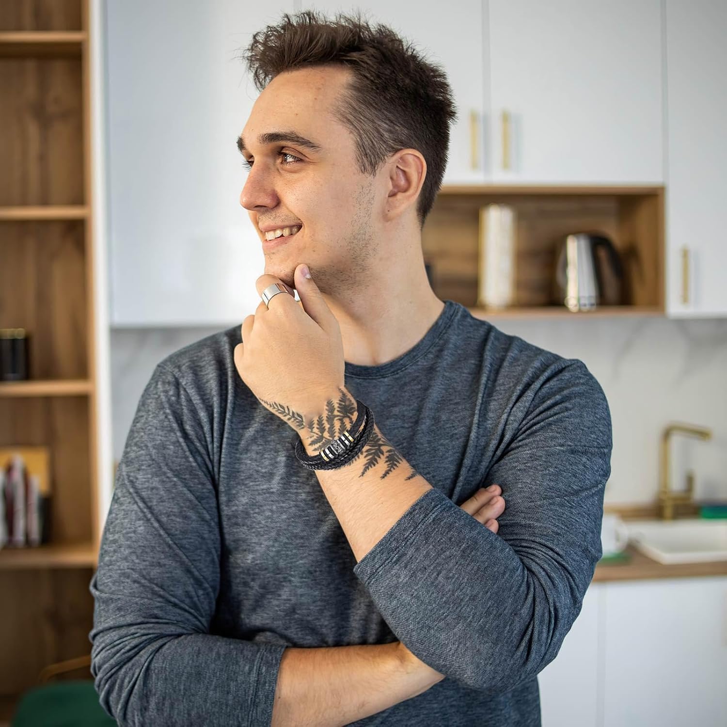 To My Son Love You Forever Leather Bracelet, Son's Infinity Knot Bracelet From Mom Forever Linked Together Bracelets for My Son Stainless Steel Engraved Jewelry Gifts for Birthday Christmas - Image 2