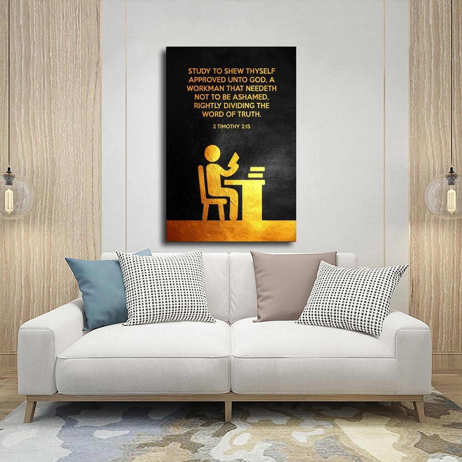ANFOTCM 2 Timothy 2 15 plakat na płótnie sztuka ścienna sypialnia dekoracja do biura pokoju kuchni prezent 60 x 90 cm