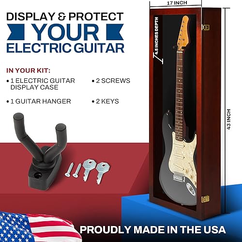 Miniatura 145 de PENNZONI Vitrina para guitarra eléctrica, estuche acrílico para guitarra eléctrica, soporte de pared, estuche de pared para guitarra hecha de marco