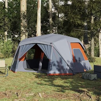 ZEYUAN Camping Tent 10-Person Grey and Orange Blackout Fabric Waterproof,Waterproof Family Tent With Bedroom,Lightweight Dome Tent For Outdoor Garden Backpacking Hiking