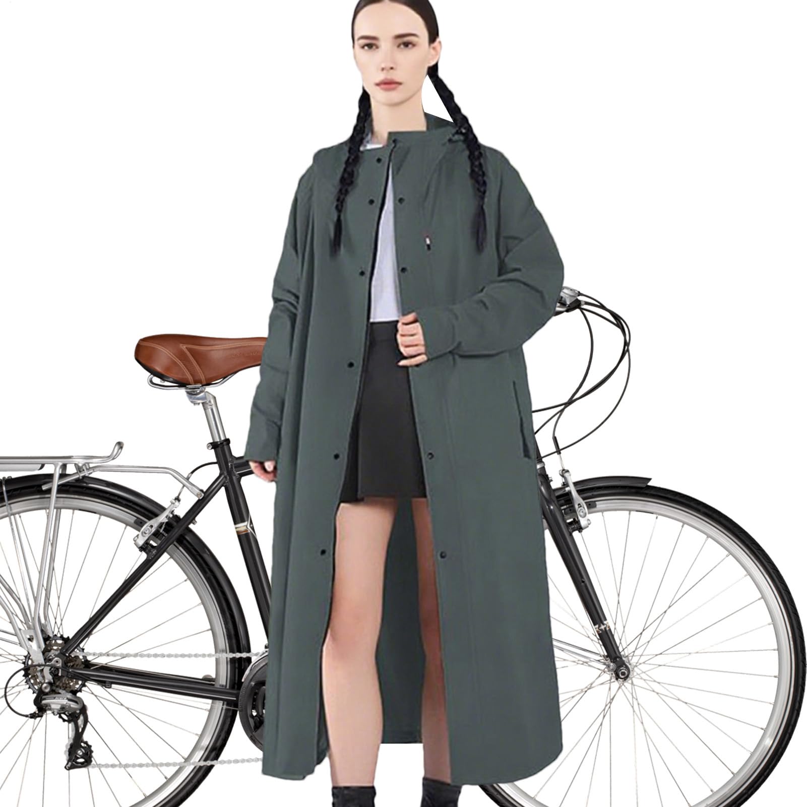 Chubasquero largo | Chubasquero impermeable largo protector de lluvia, poncho reutilizable a prueba de viento para actividades al aire libre, cortavientos ligero para camping, pesca, viajes