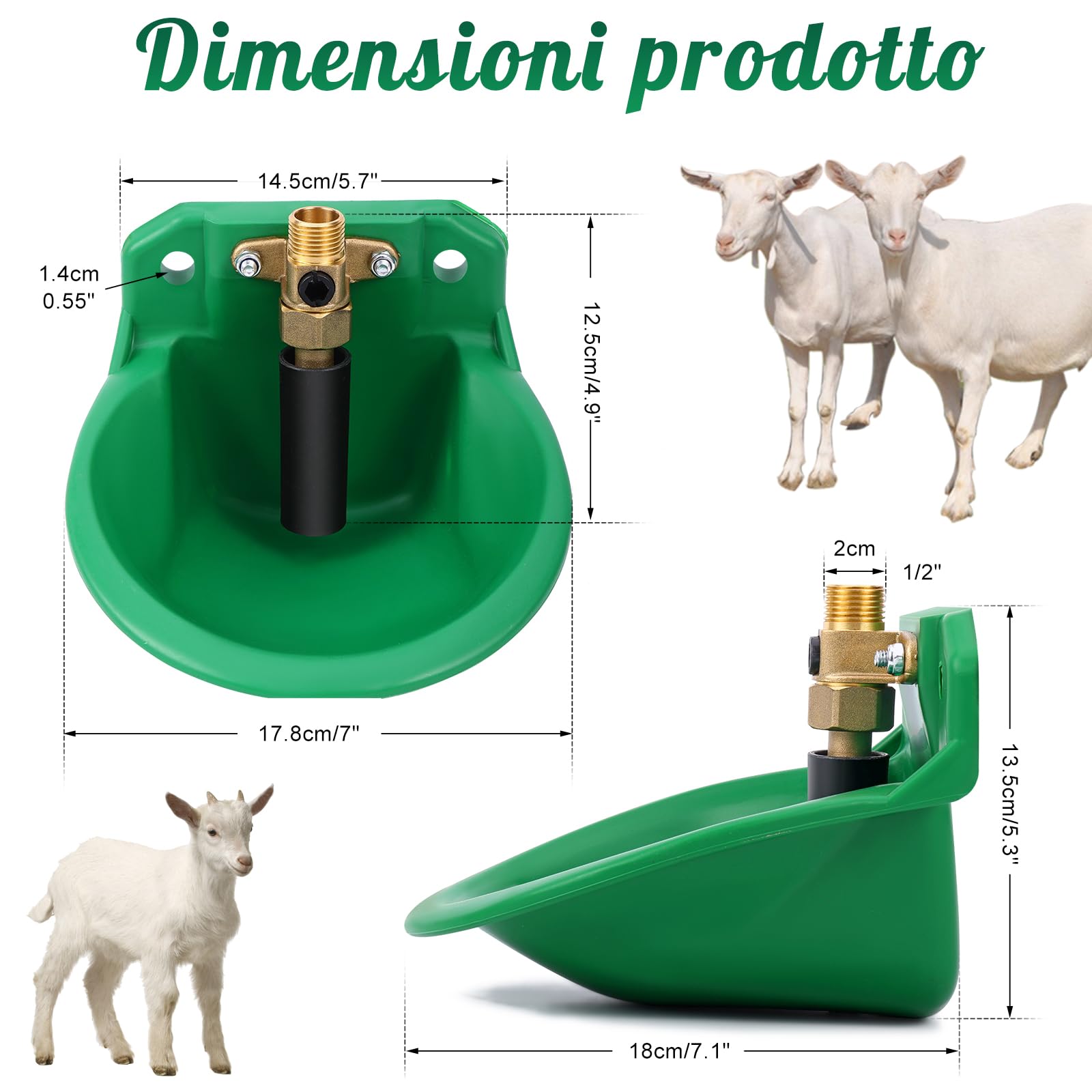 Piscina automatica per pecore, bevitori da bestiame con fori di scarico, approvvigionamento idrico automatico per cavalli, bovini, pecore, suini e cani, beve di salice, verde