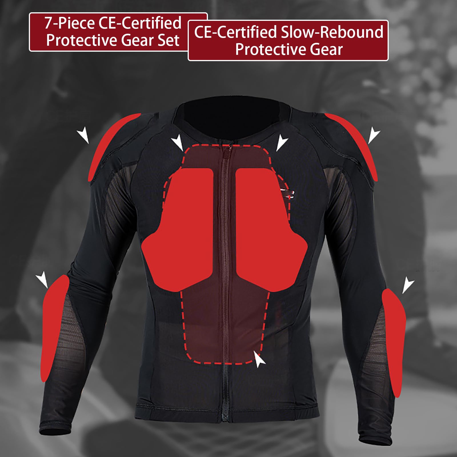 Maglia Protettiva Da Moto Uomo E Donna - Strato Base Con Protezioni Rimovibili Certificate CE - Armatura Traspirante Ideale Per Turismo Uso Urbano E Guida Su Strada,Black-S