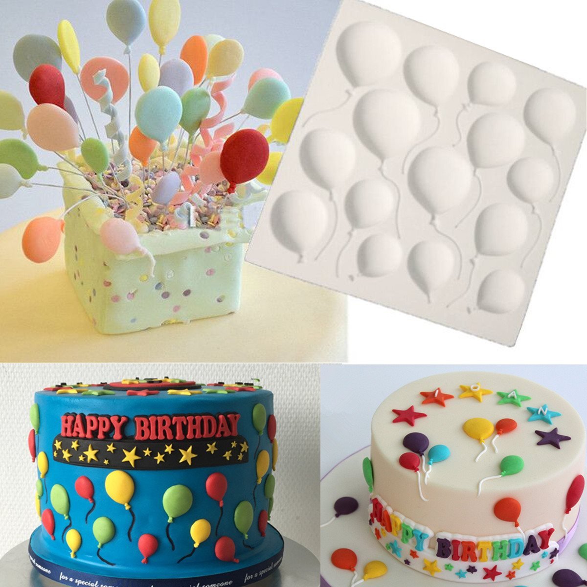 Stampo in Silicone Fondente, palloncini creativi in ​​silicone 3D Palloncini in silicone Stampo per torta fondente Stampo per cioccolato Sugarcraft Decorazione strumento fai da te(Grigio)