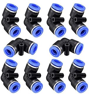 JJDD Elbow Air Tool Fittings,10 X Air Piping 8mm Push Connectors Plastic Elbow Connect Union Push Tube 90 Degree Elbow Quick Connect Fittings Pneumatic Connectors Air Line Fittings Push Lock