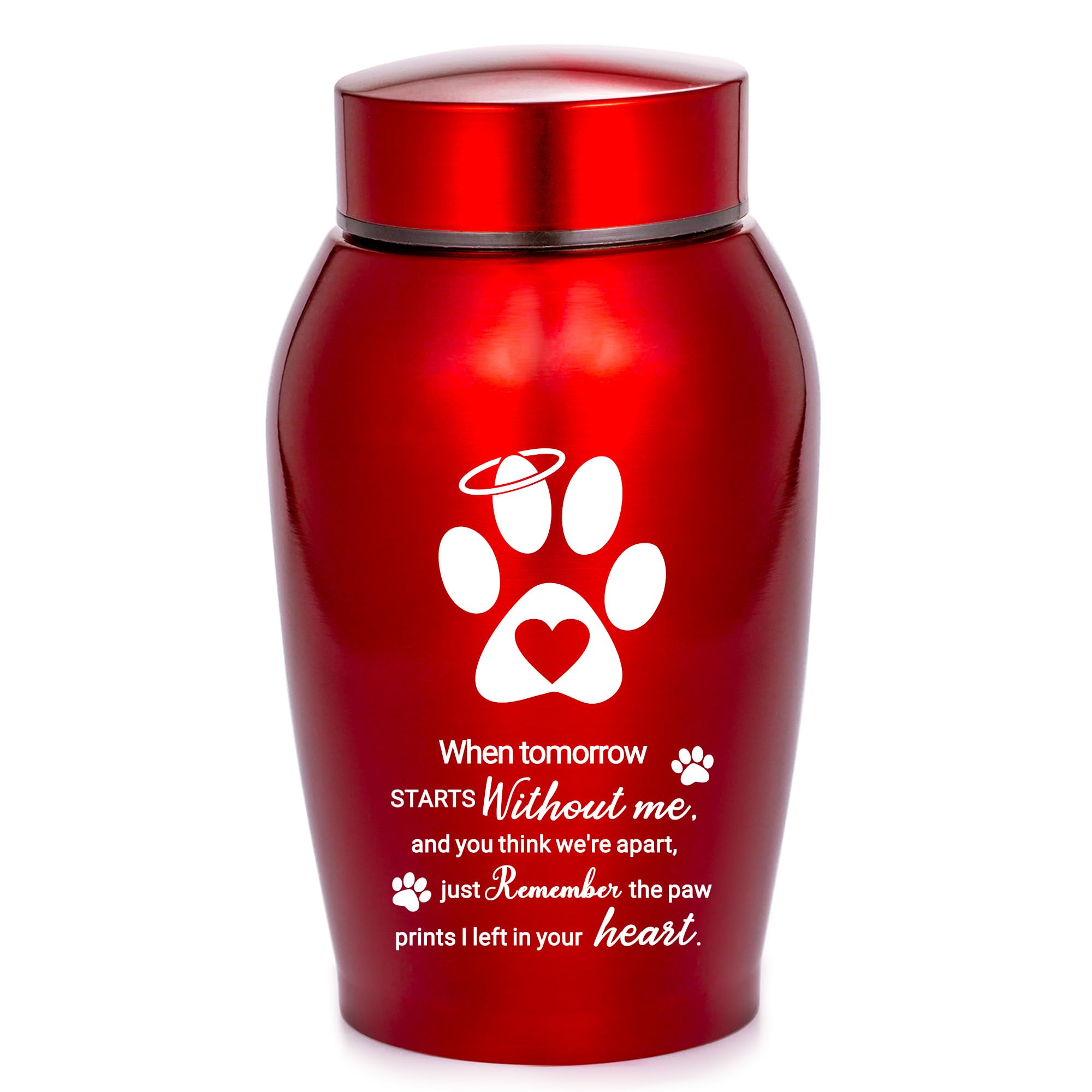 Pet Urns for Dogs Ashes - Paw Print Cremation Jewellery Red Memorial Keepsake Urn, Remembrance for Pet Loss — image 1