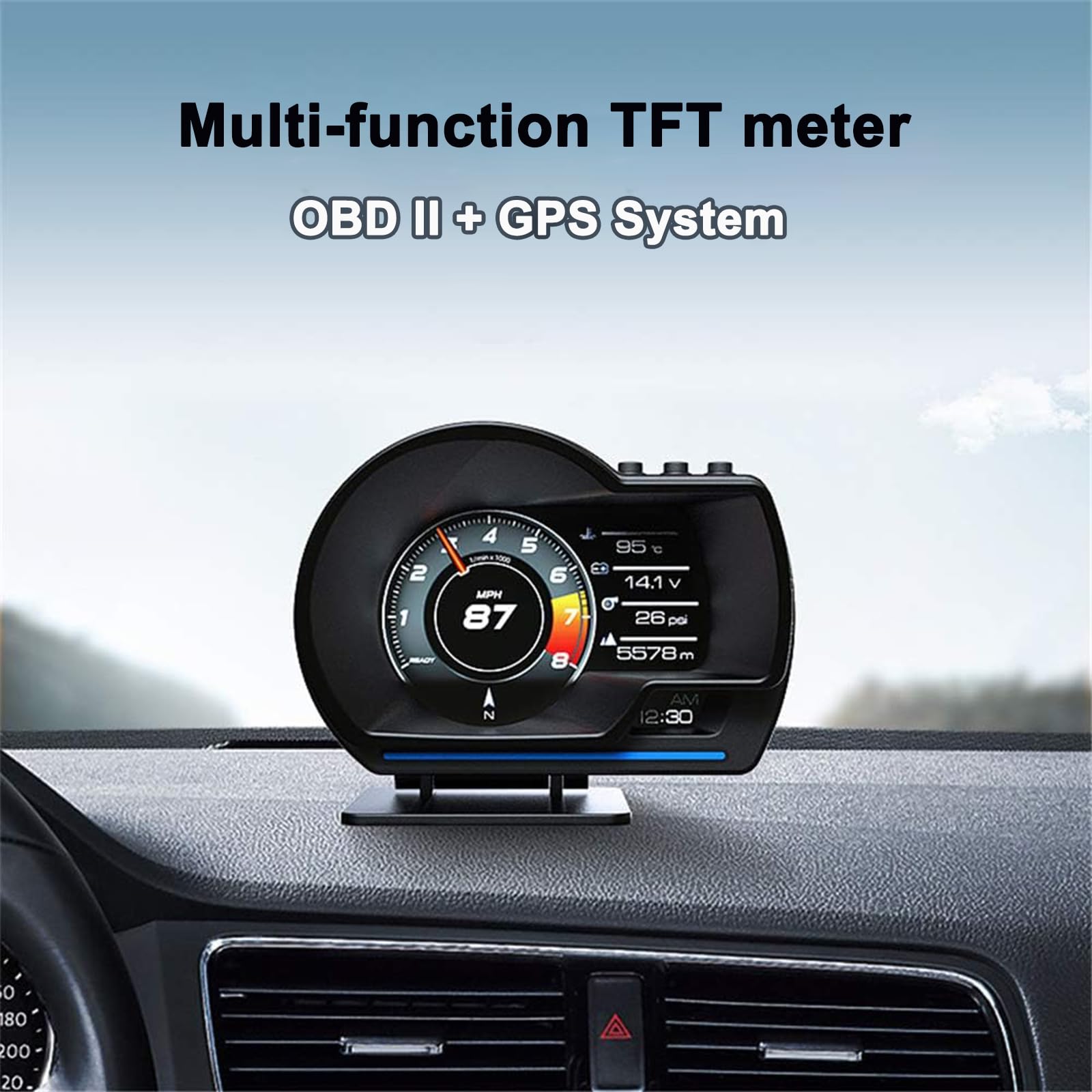 KAOLALI Head Up Display per Auto OBD GPS Tachimetro Universale HUD Indicatore Intelligente con Staffa Regolabile Luce KMH MPH per Auto Camion Camper Tachimetro Guida sicura