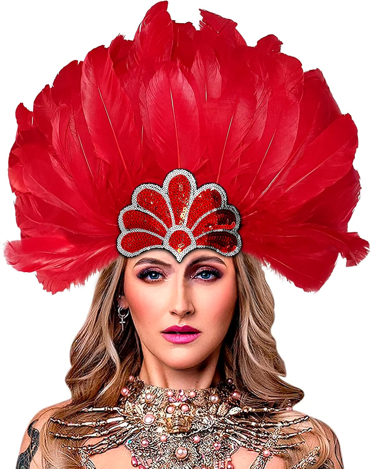 HOMELEX Women's Black Feather Headpiece Carnival Caribbean Headdress Showgirl Accessories