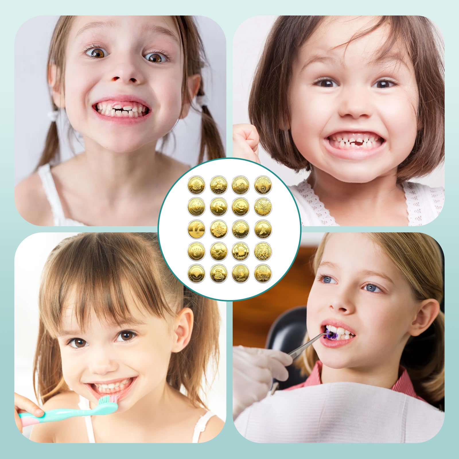 Monete Fata dei Denti, 20 pezzi Regalo Fatina dei Denti, diversi design Regali della Fatina dei Dentis per ragazze e ragazzi