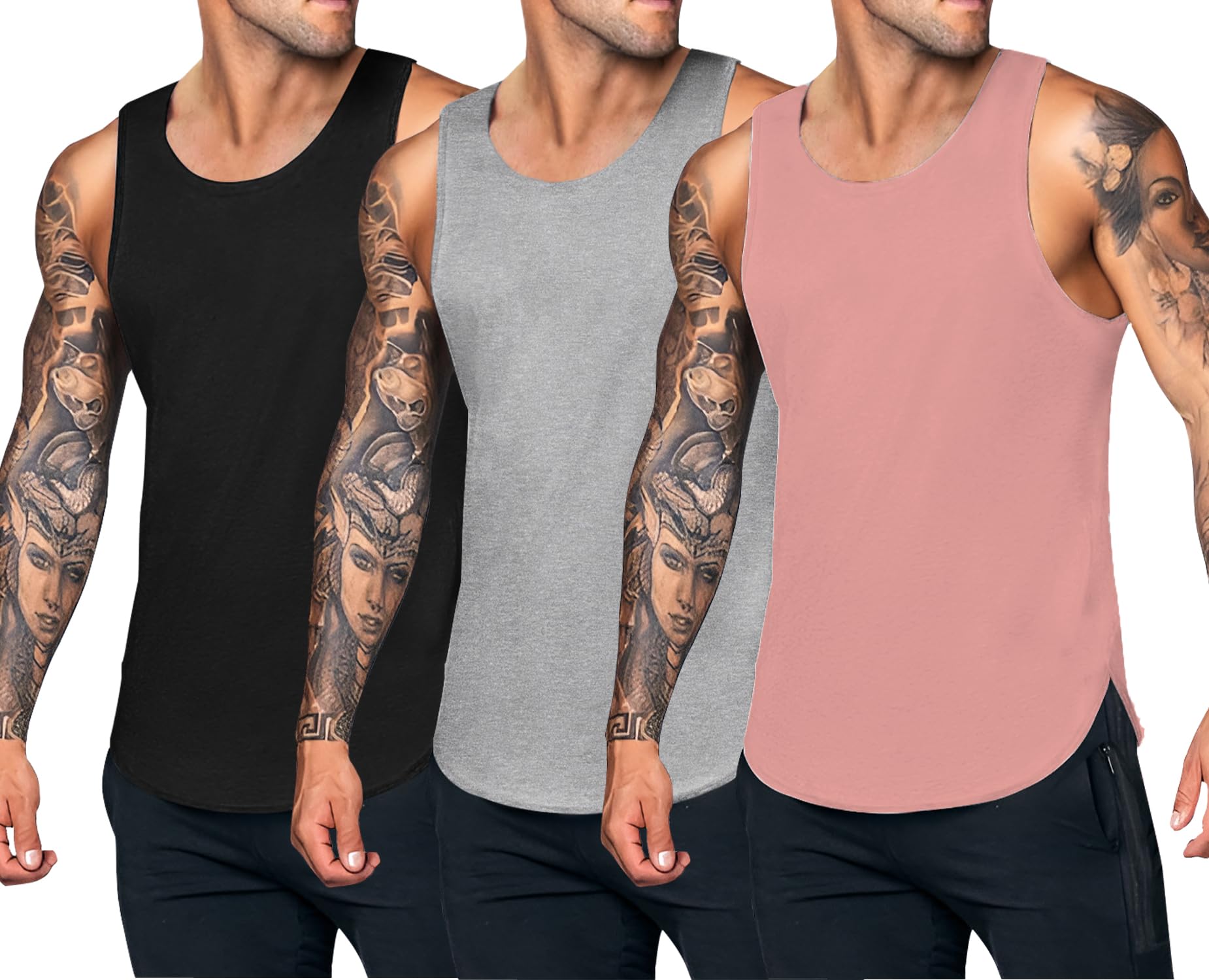 COOFANDY Confezione da 3 canottiere da uomo, ad asciugatura rapida, per allenamento, fitness, bodybuilding, senza maniche