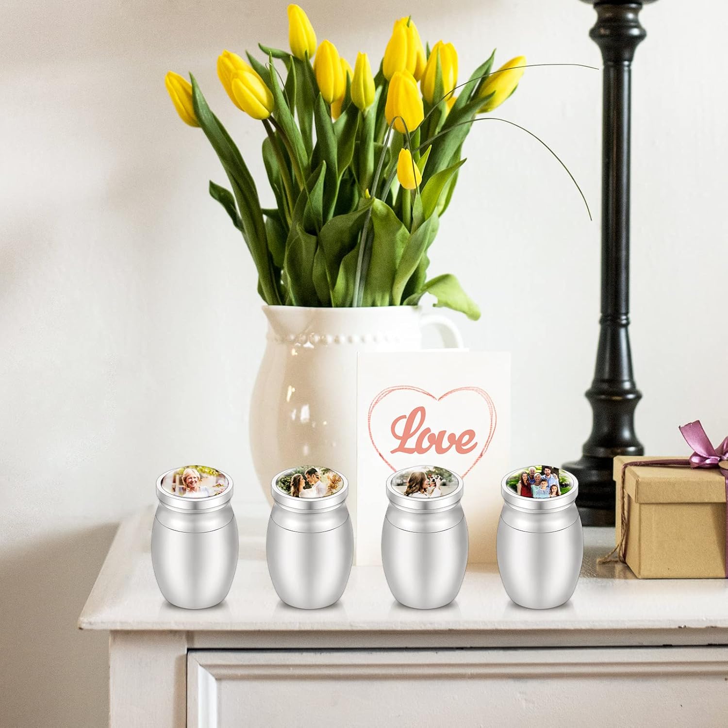 Photo Small Urns for Human Ashes Picture Mini Little Cremation Urns for Ashes Stainless Steel Memorial Ashes Holder - Image 6