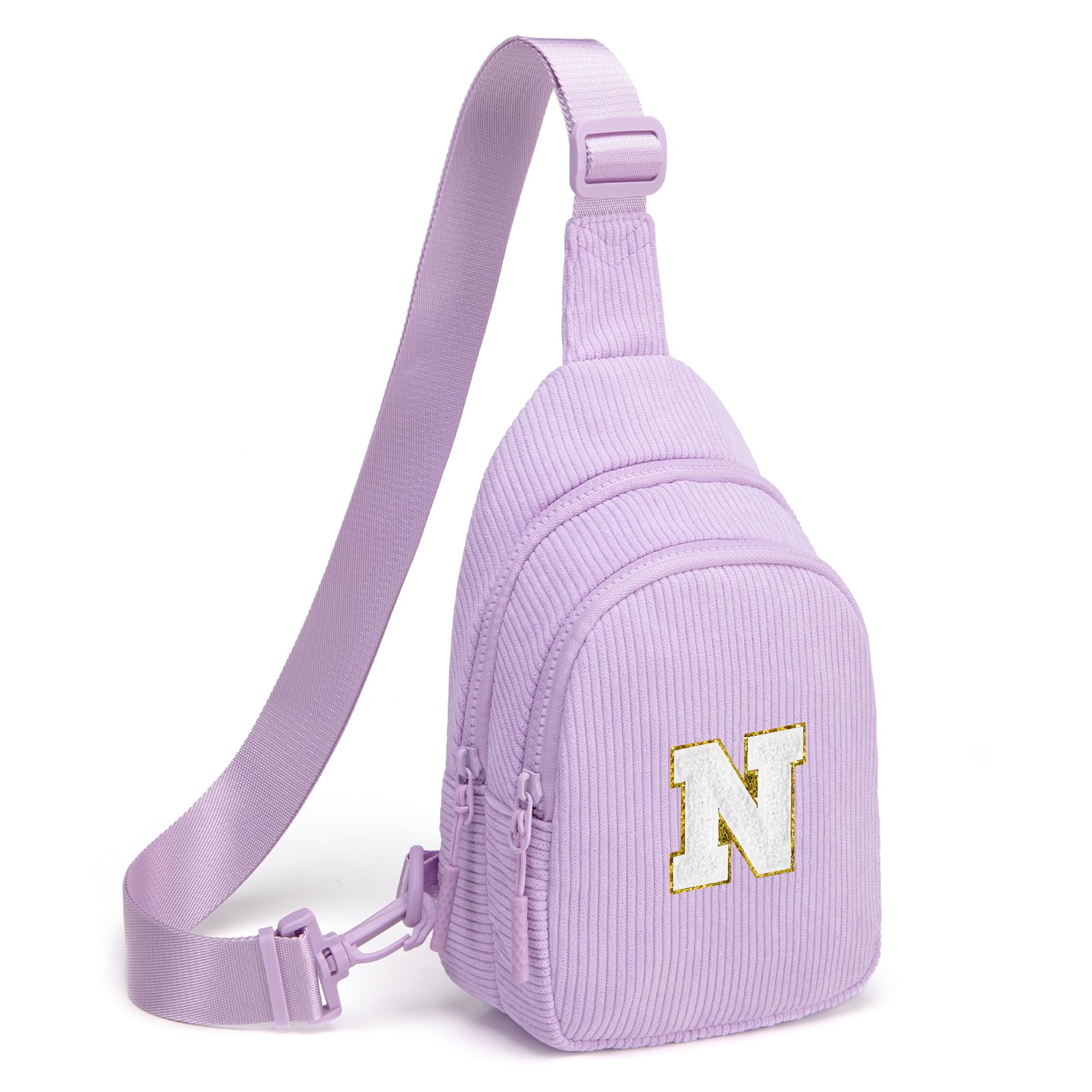 Viverte Small Corduroy Sling Bag Initial Crossbody Bag Fanny Pack for Girls Personalized Birthday Gifts for Teen Girls Gifts