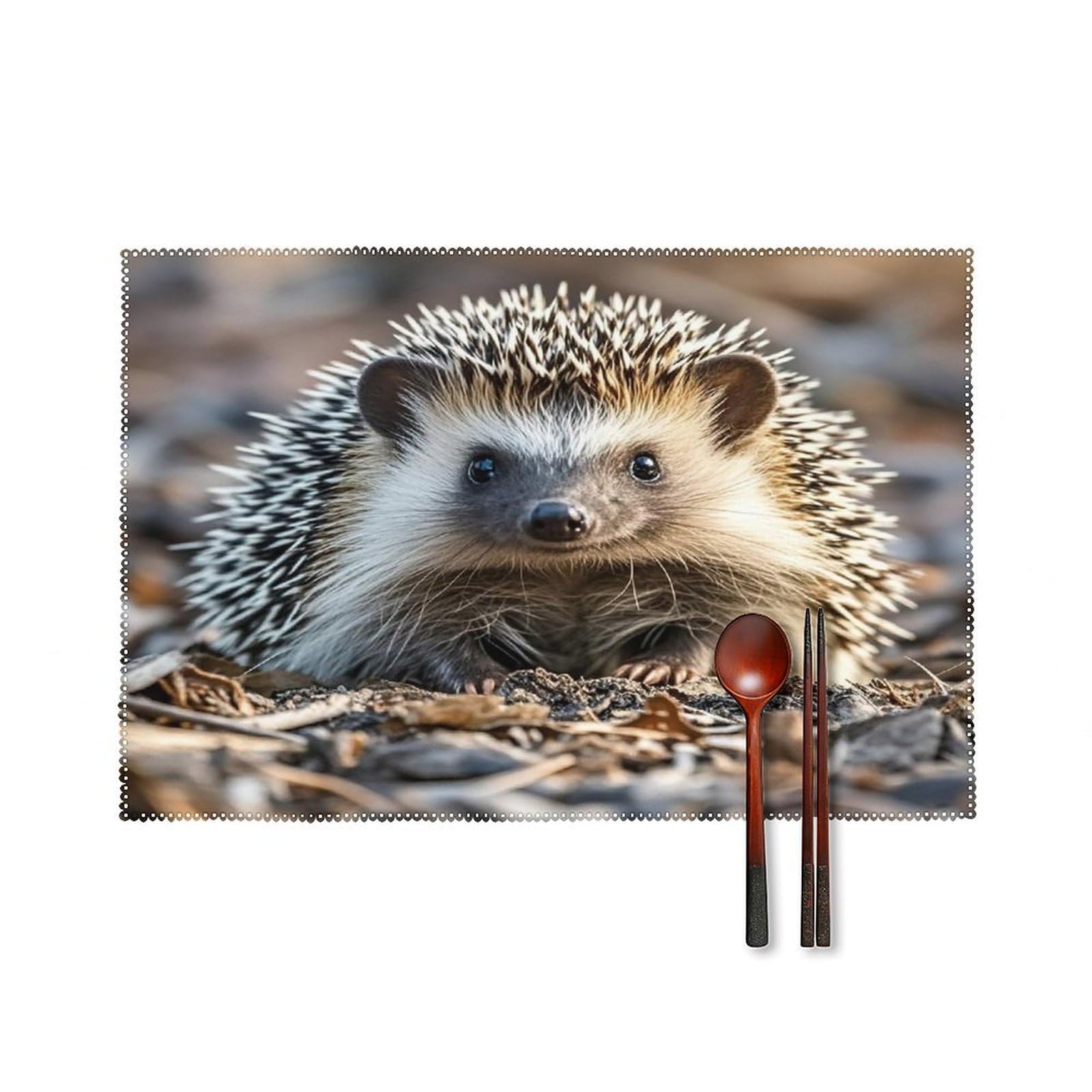 Hedgehog Placemats Washable Canvas Place Mats Decoration Placemat for Dining Table Easy to Clean Tables Mat Set of 6 for Kitchen Dining Room Coffee Table