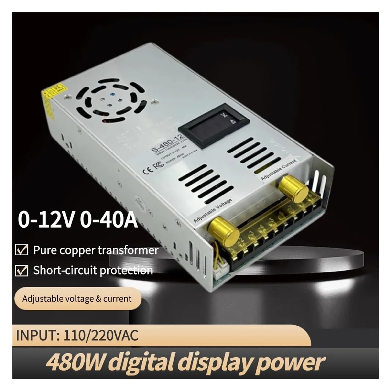 DC 0-15 V do 0-100 V regulowany zasilacz impulsowy 600 W cyfrowy sterownik wyświetlacza Adapter źródłowy AC-DC do diod LED na wstążce(0-27V 0-18A)