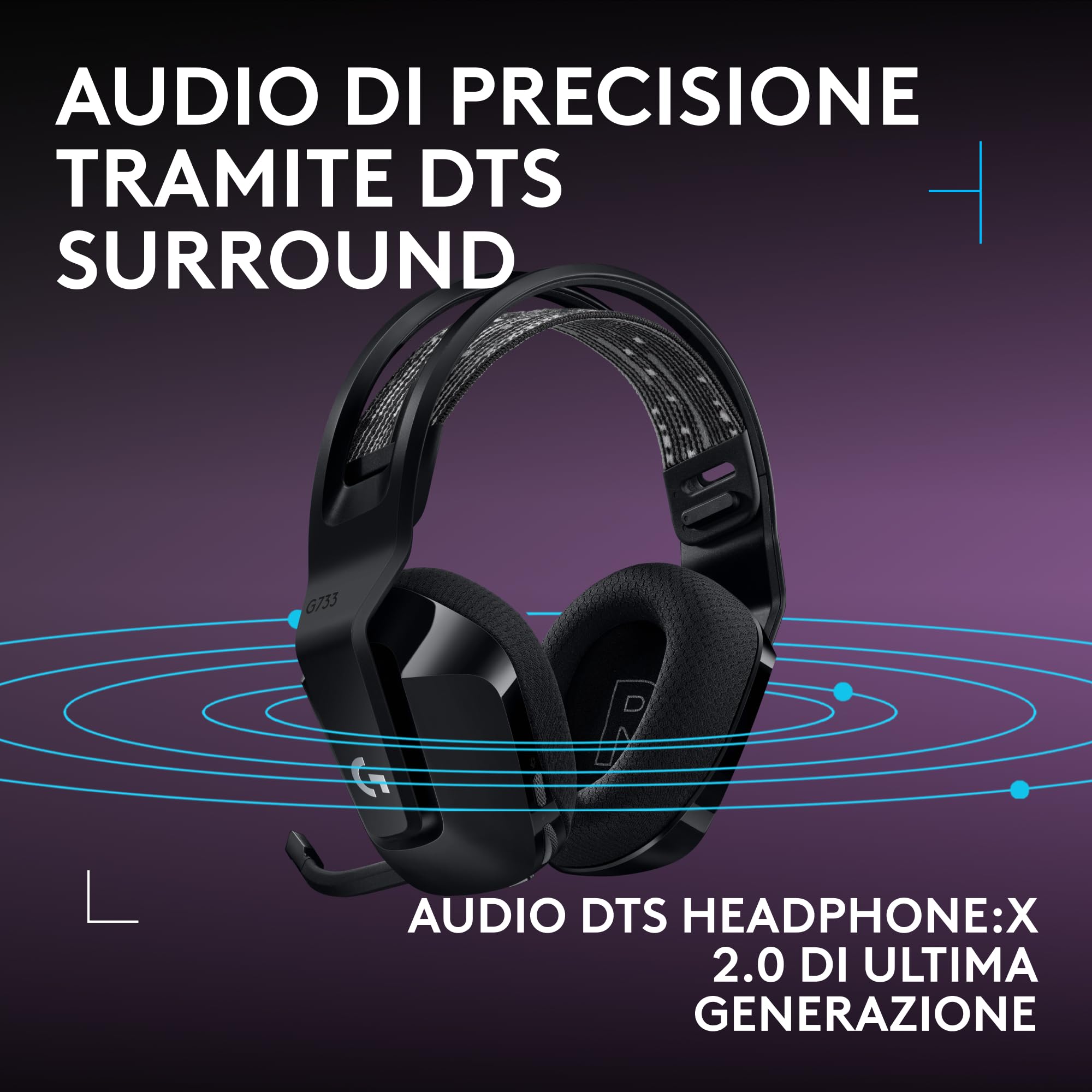 Logitech G Logitech G733 LIGHTSPEED Cuffia wireless con microfono gaming — immagine 12 di 16