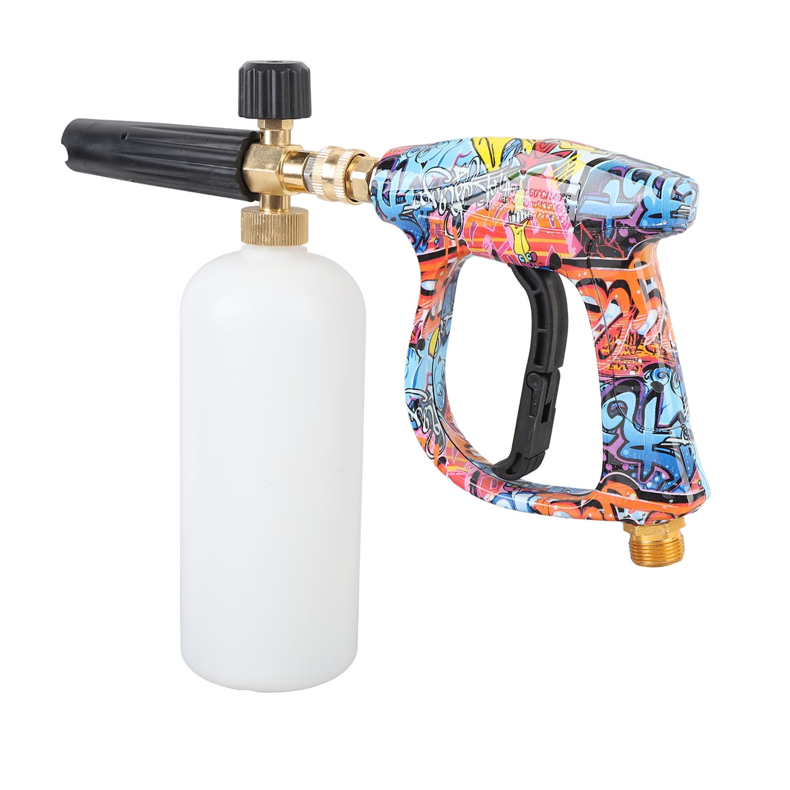 Kit de pistola de espuma de 1 L con núcleo de latón, 5 boquillas, conexión rápida, paño ajustable