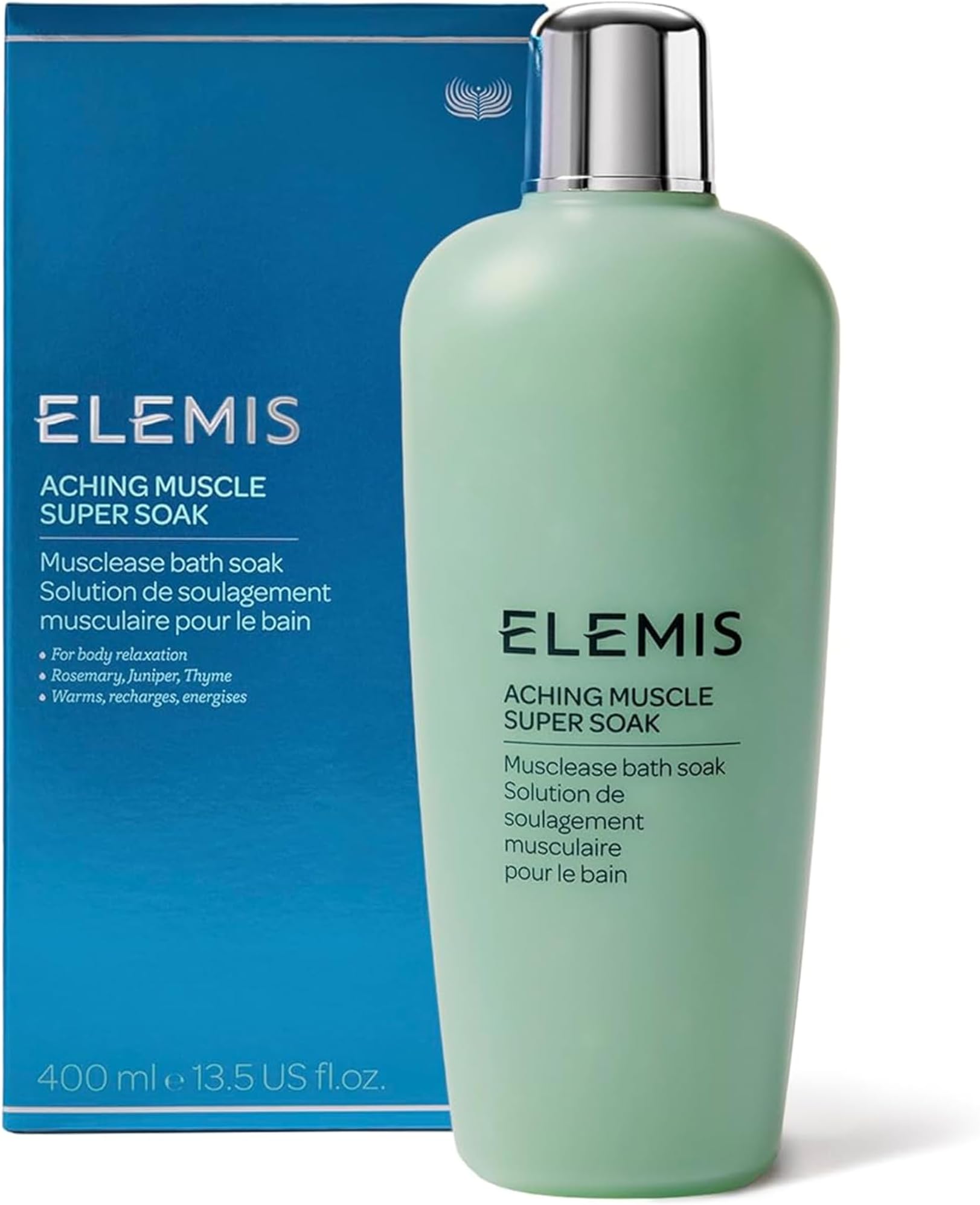 ELEMIS Aching Muscle Super Soak 400ml, Natural Bath Milk Soak To Ease Muscle Aches & Tension