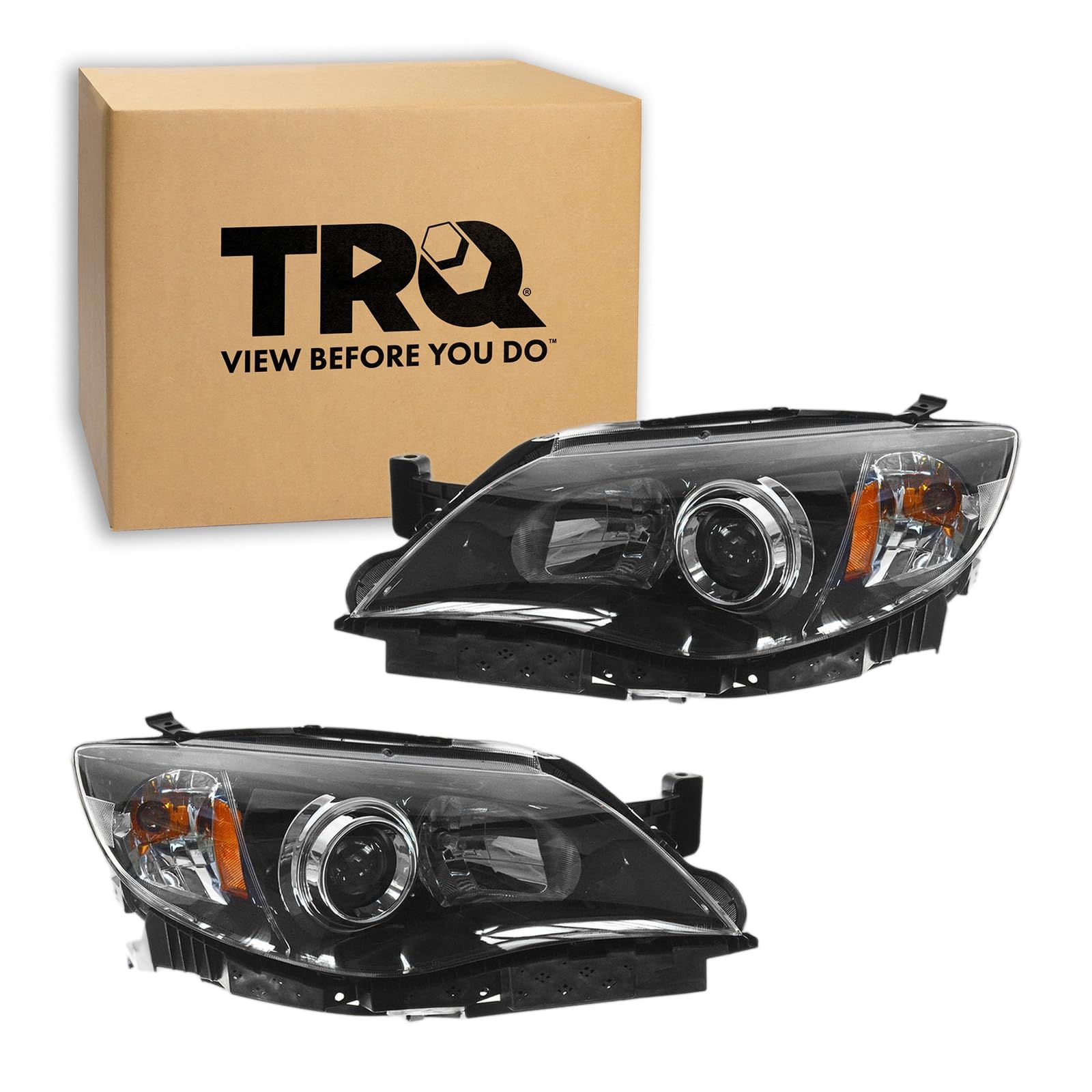 TRQ Headlight Assembly Set SU2502125 SU2503125 Compatible with 2008-2011 Subaru Impreza