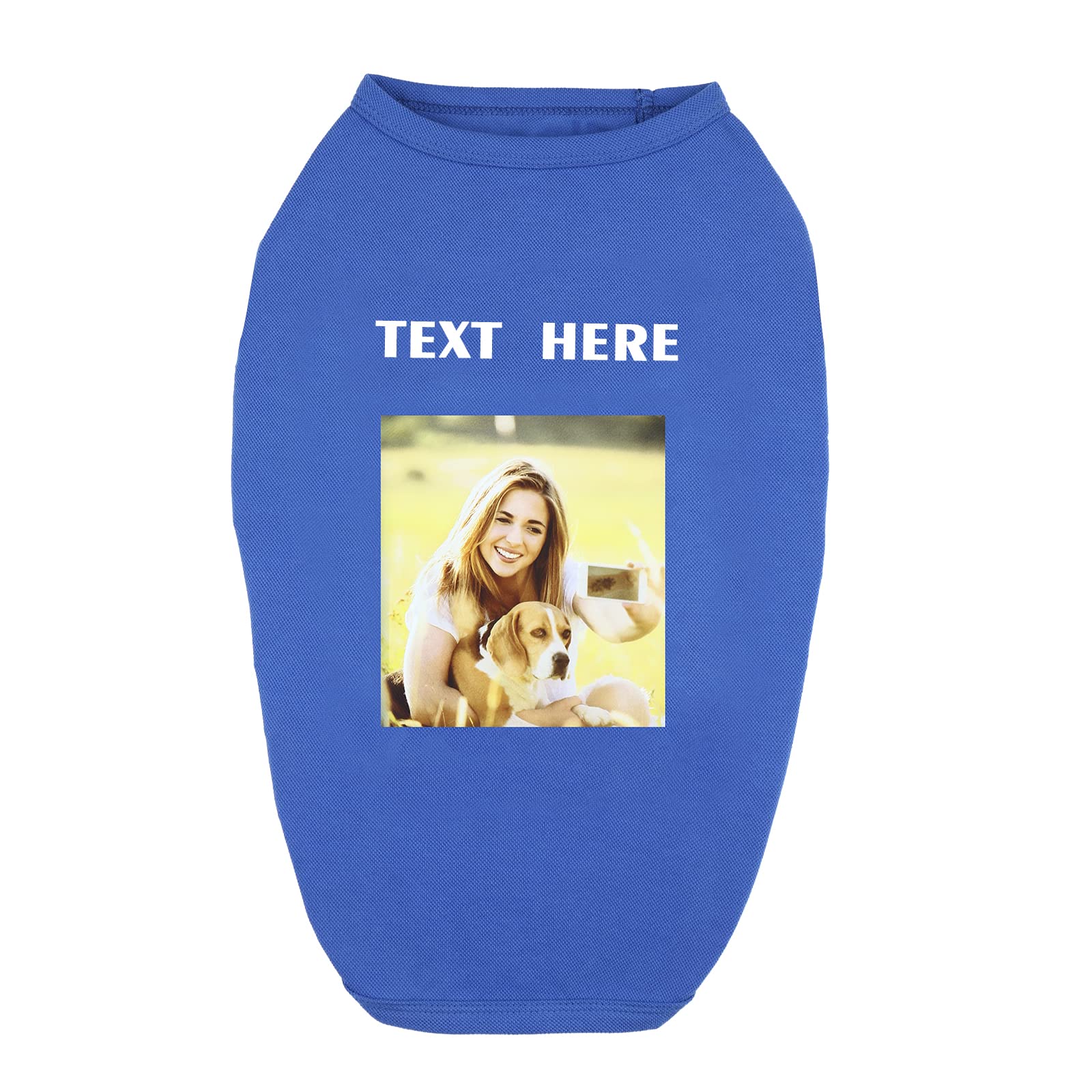 Personalised Personalised Dog T Shirt Clothes Design with Photo and Name for Large Dogs, Puppies and Cats (Blue)