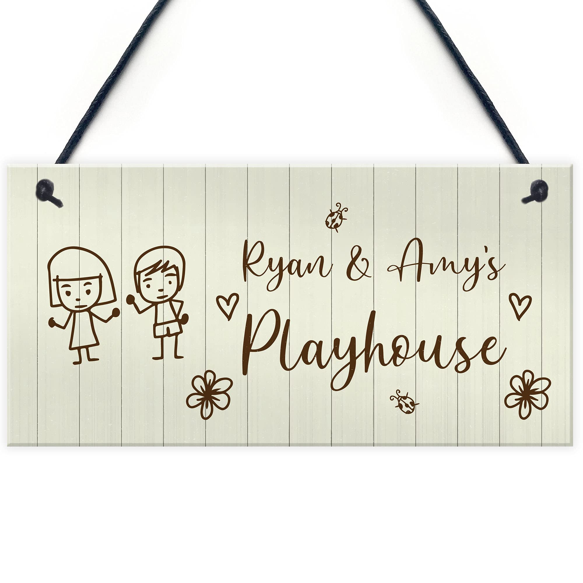 Personalised Kids Playhouse Sign Hanging Door Sign Funny Gift For Daughter Son Garden Sign