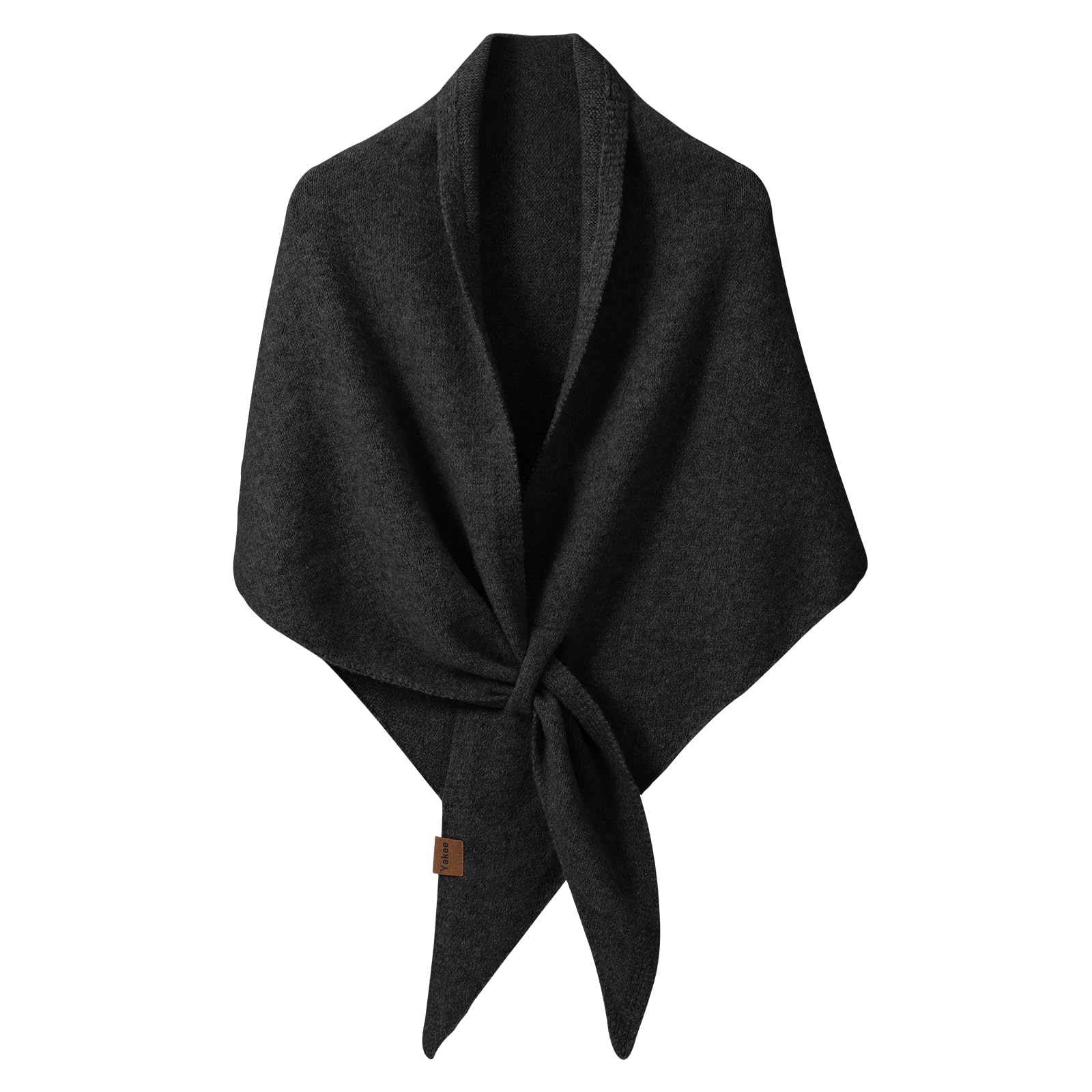 Wocharm Women's Black Pashmina Shawl Wraps, Soft Open Front Poncho Sweater, Knitted Shawls Wool Cashmere Shoulder Top Sweater Shawls Triangle Scarf (Black)