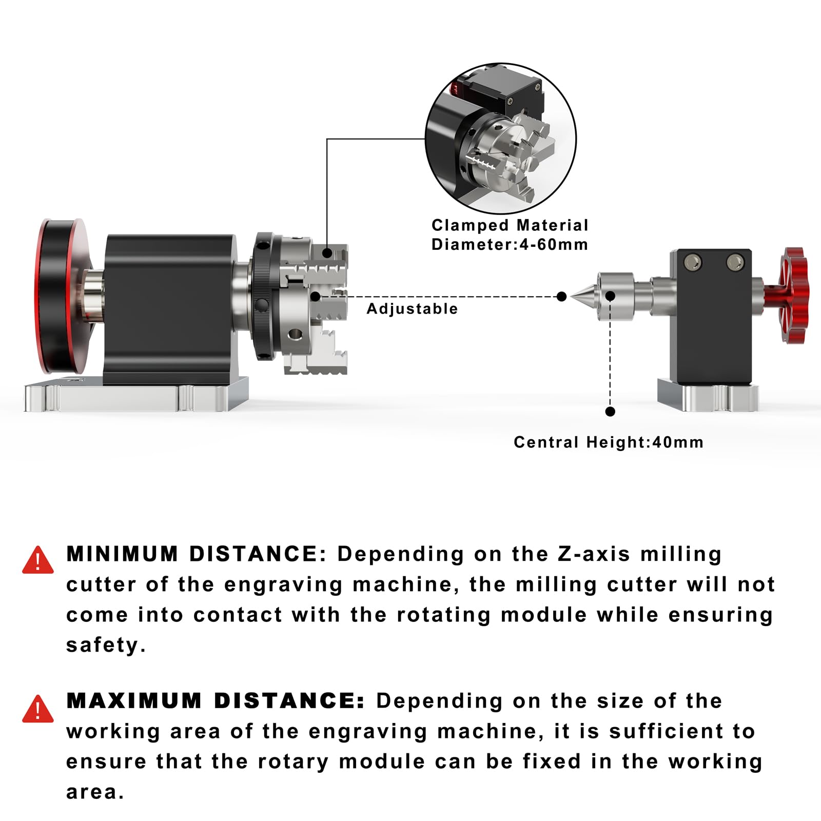 Twotrees TTC 450 CNC oś obrotowa, 4-60 mm Chuck, czwarta oś obrotowa 360°, zestaw pasuje do TTC450 i większości frezarek CNC, do rzeźbienia cylindrycznych puszek obiektów