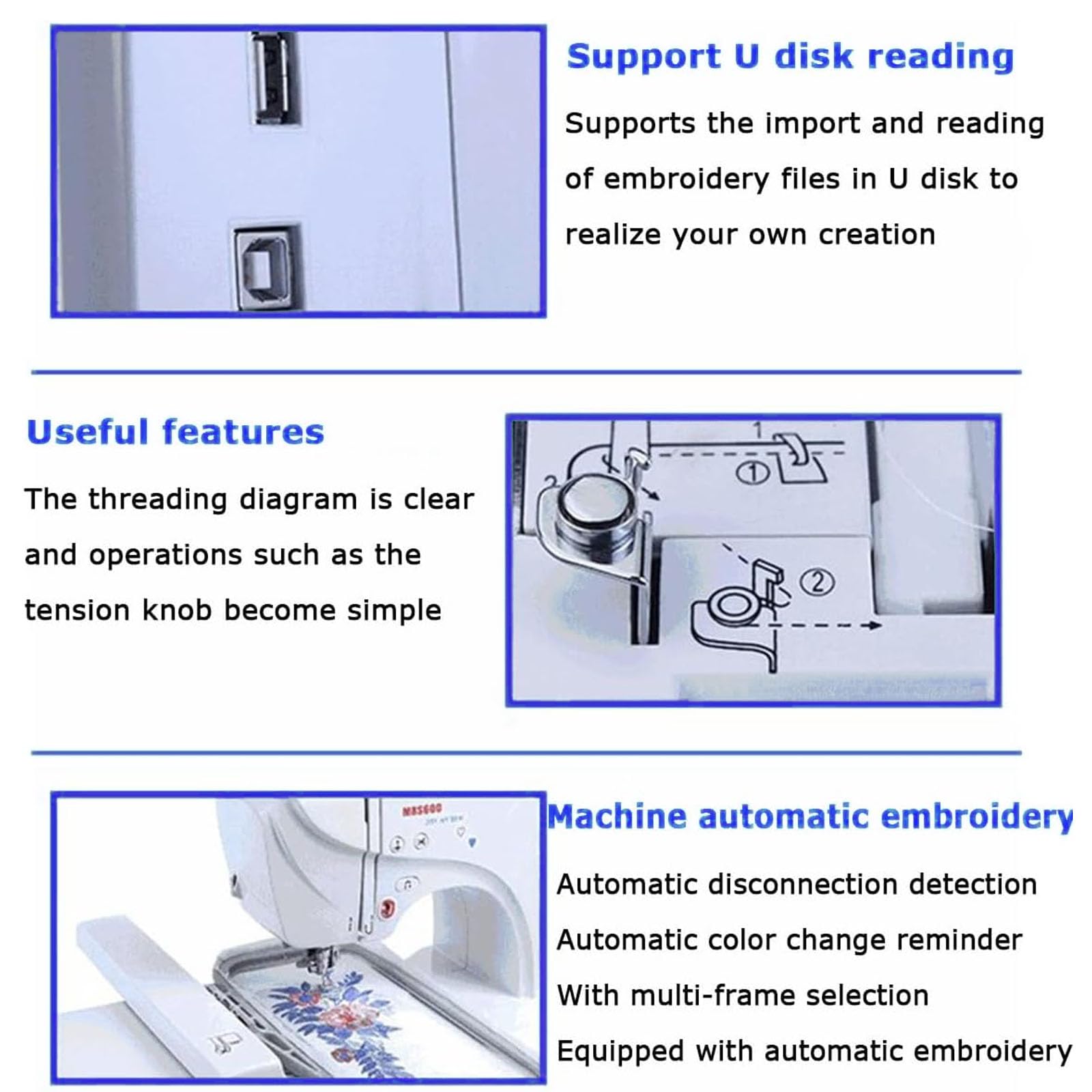 Macchina Da Ricamo Con Ampio Schermo Lcd Touchscreen, 150 Motivi Di Ricamo E 162 Disegni Di Punti, Tagliafilo Automatico, Ideale Per Abbigliamento, Tessuti E Progetti Fai-da-te.
