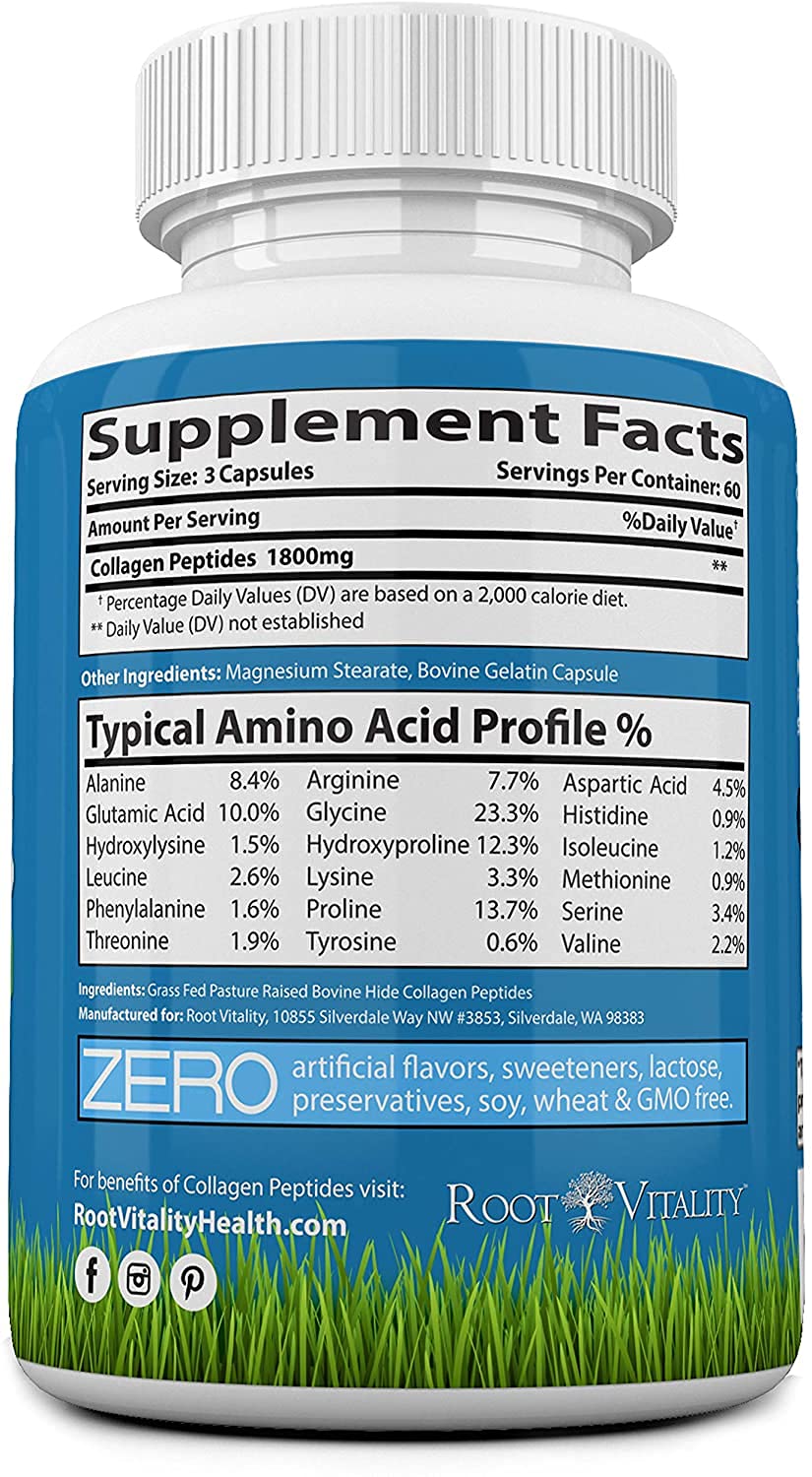 Root Vitality Collagen Peptides Capsules - 180 Count — Amazon image 4