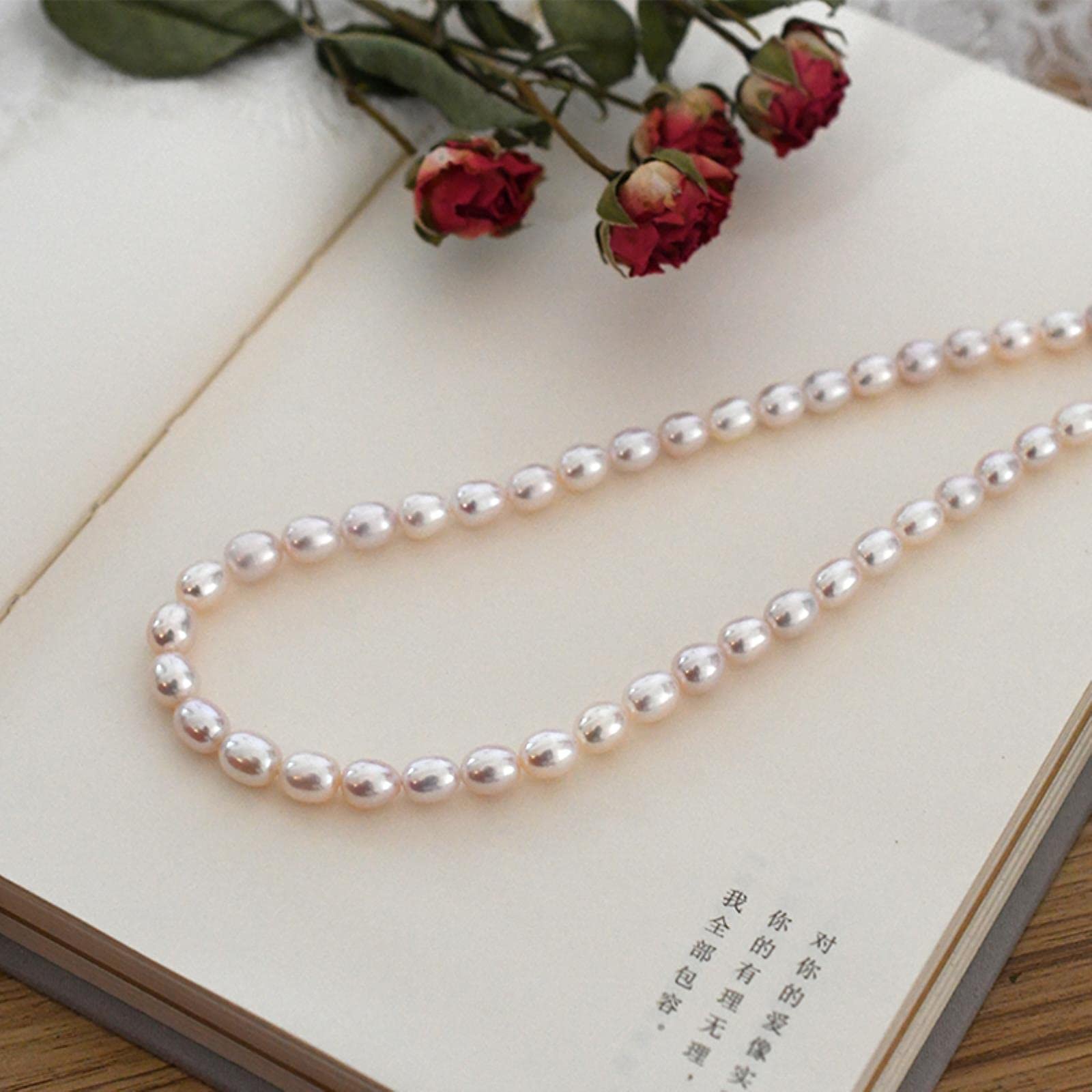 LOKILOKI Collana Girocollo con Perle d'Acqua Dolce Naturale per Donna con Gioielli da Sposa con Chiusura in Argento 925