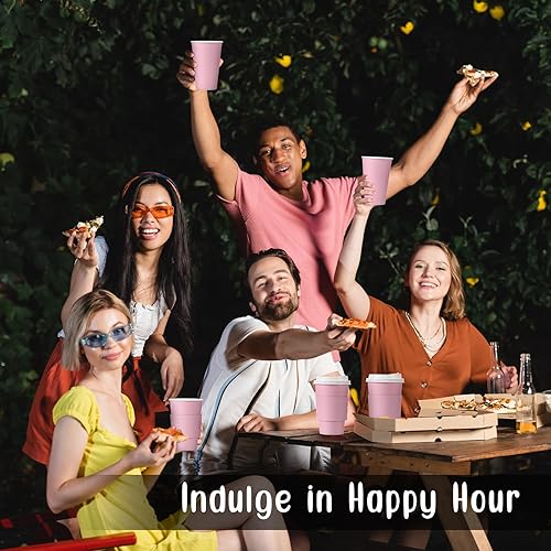 Miniatura 7 de Tioncy Tazas de café desechables de 16 onzas con tapas y mangas, tazas de papel aisladas para bebidas frías y calientes, juego de 100, color verde