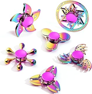 SCIONE 6-pack Metall Fidget Spinners Set – Släta Hållbara Metallleksaker för Stress & Ångestlindring, 3-5 Min Snurrtid, Sensoriska Fidget Leksaker för Barn & Vuxna (Regnbågsfärger) - Amazon Deal & Rabatt