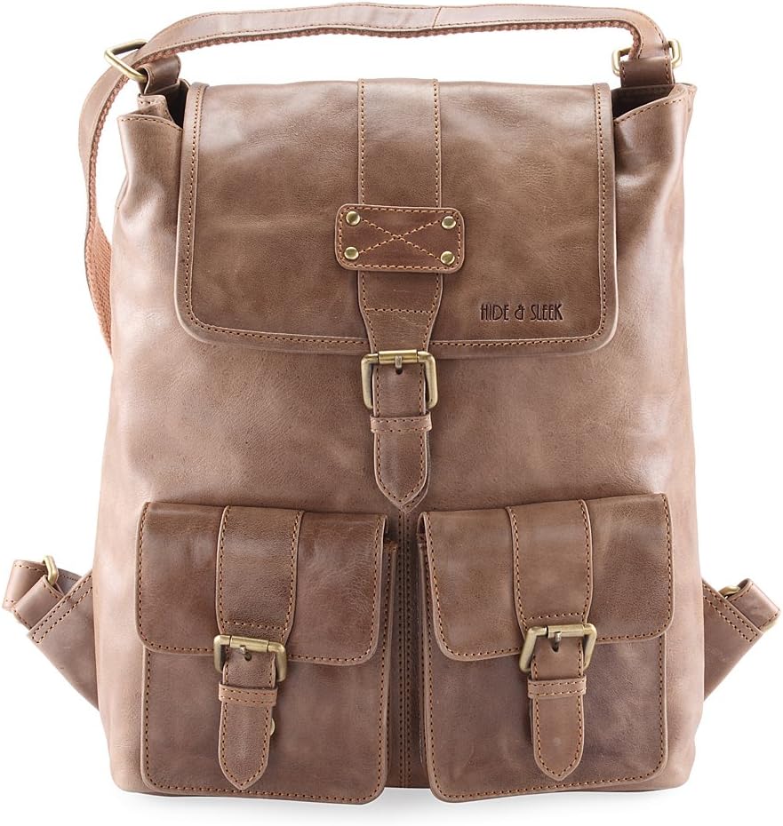 distressed leather backpack
