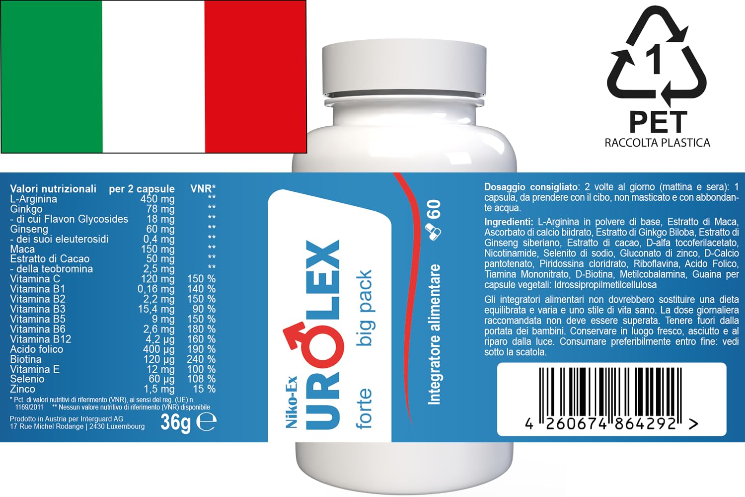 Urolex forte für Männer - 300 Kapseln (5x60 Kapseln) - 5er Pack