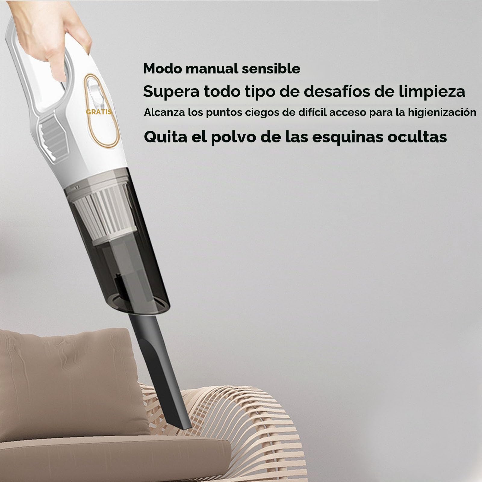 Aspirador sin Cable, 4 en 1 Aspirador sin Cable Ligero para el hogar con Potente succión, 30 Minutos de autonomía Aspirador de Mano para Suelos de Madera, alfombras, Coche, sofá