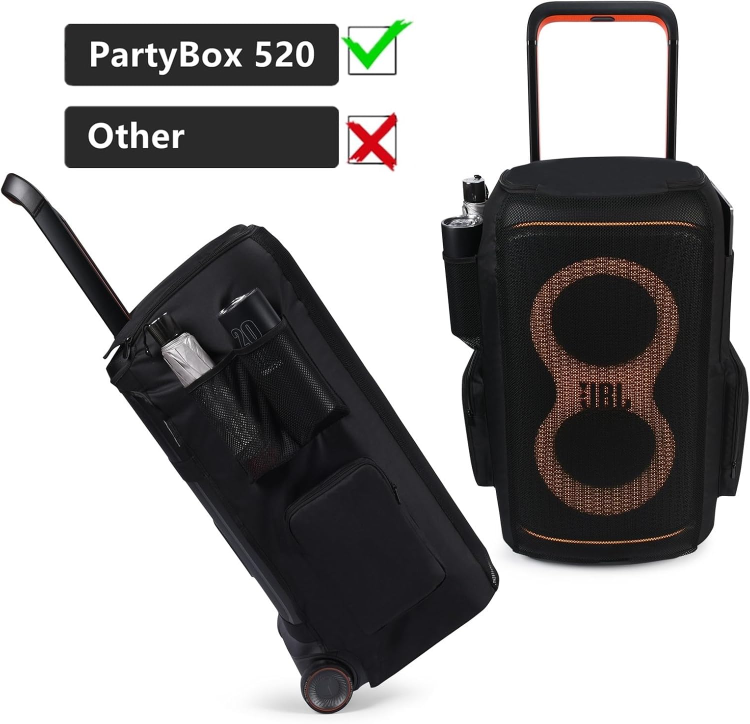 Heavy-Duty Protective Case for JBL PartyBox 520 Speaker – Waterproof, Shockproof Travel Cover with Velvet Lining, Microphone Pocket & Charging Storage – Portable Dustproof Carrier for Outdoor/Events - Image 2