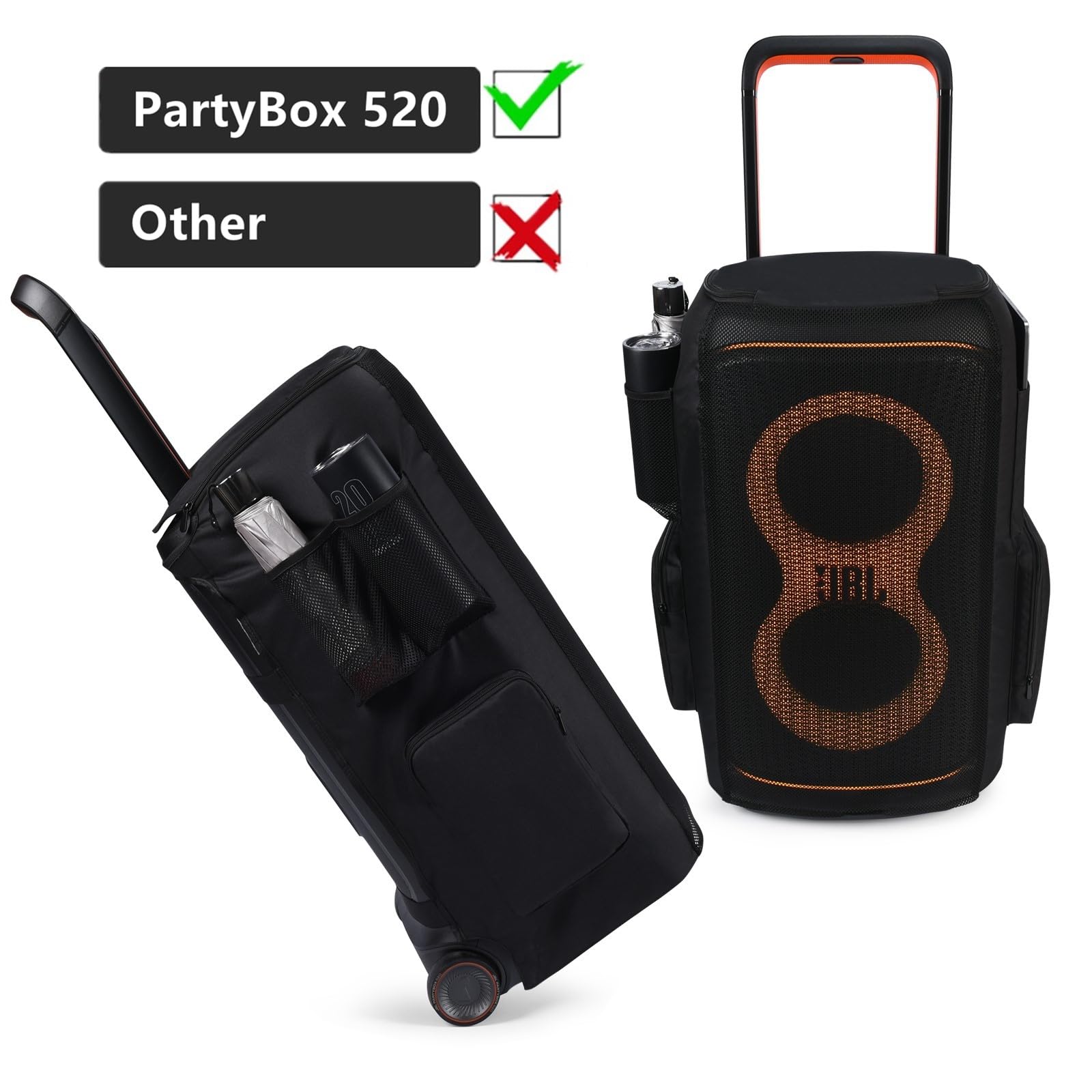 Estuche Protectora Funda Contra el Polvo Bolsa a Prueba de Polvo de Portátil Viaje Cover para JBL Partybox 520 Altavoz inalámbrico Bluetooth para Fiestas,Micrófono,Carga & Accesorios,Negro