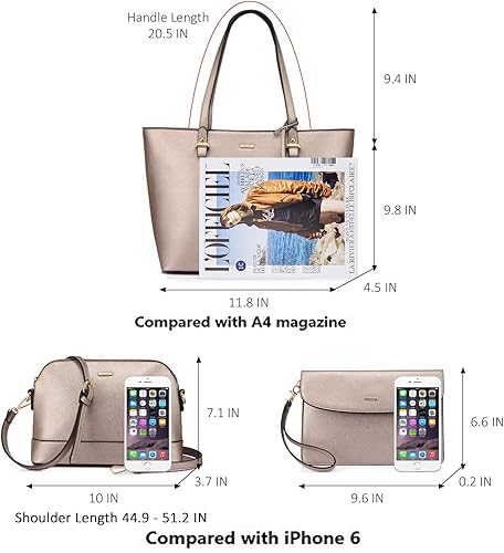 Miniatura 4 de LOVEVOOK Monederos y bolsos de mano para mujer, bolsas de mano de moda, bolsa de hombro, asa superior, bolsa de mano, juego de 3 piezas