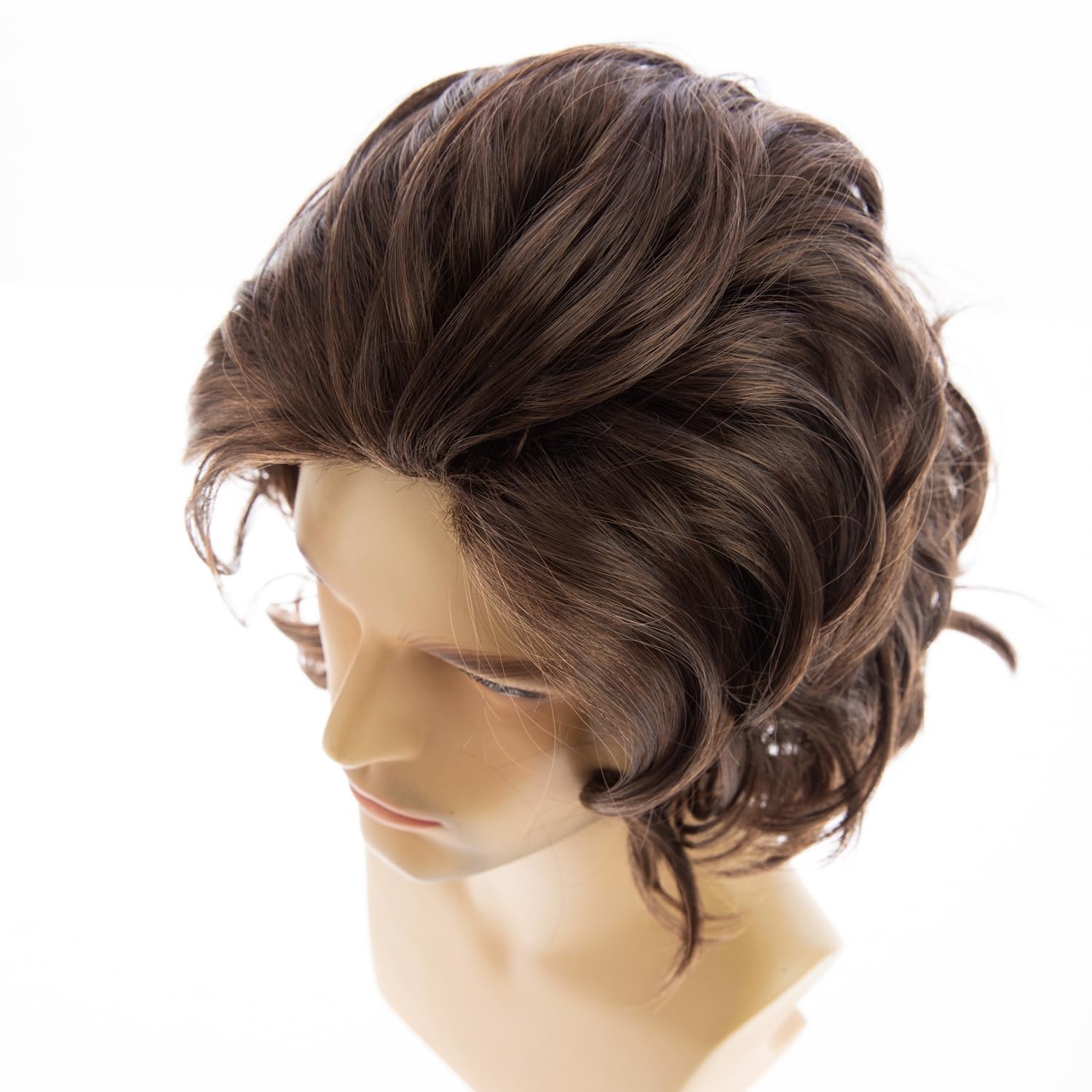 Qnbiar Short Wavy Brown Wigs for Men Natural Layered Cosplay Hair Wig - Image 4