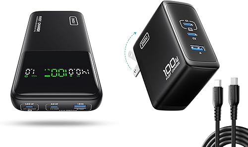 INIU Banco de energía de 140 W 27000 mAh + cargador USB C de 3 puertos de 100 W
