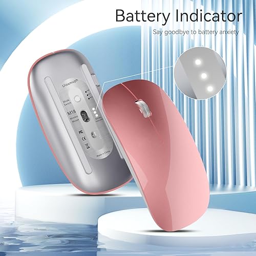 Miniatura 2 de TENMOS Ratón Bluetooth M18, mouse inalámbrico recargable USB C, triple modo (Bluetooth dual+USB), ratones silenciosos portátiles con receptor USB