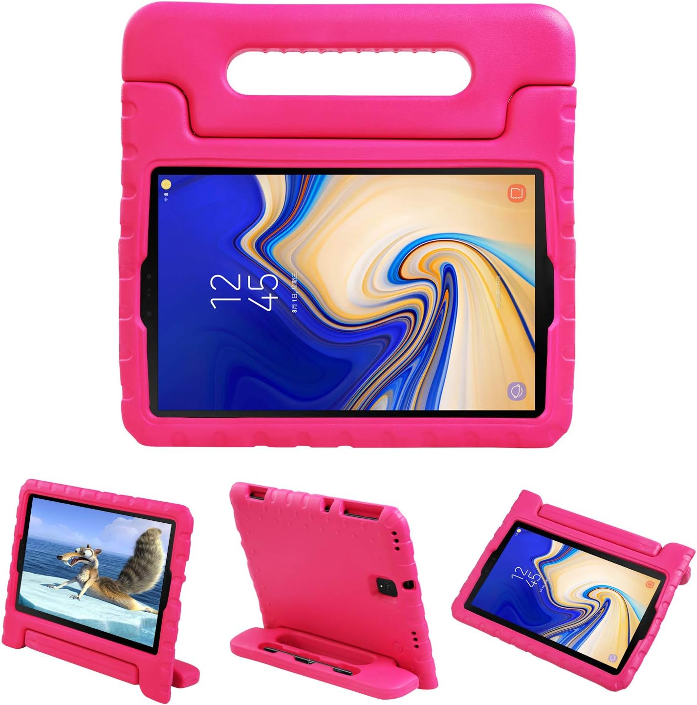 NEWSTYLE EVA Kids Case for Samsung Galaxy Tab S4 10.5 2018, Light Weight Convertible Handle Stand Cover with Built-in S Pen Holder (Rose)