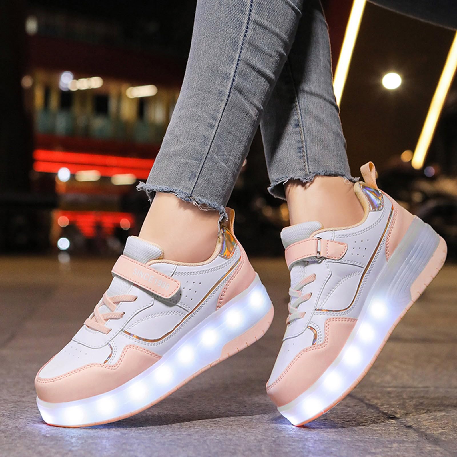Zapatillas Niña con Luces Zapatilla Niña con Tira Adherente Moda Ligero Casual Deporte Suela Blanda Alpargatas Atletismo Tenis