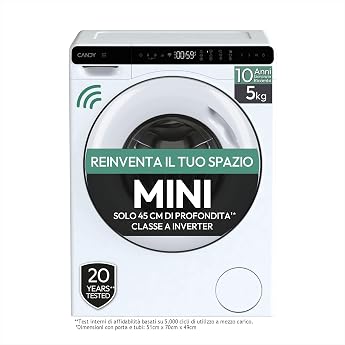 Candy CW50-BP12307WU-S Slim Washing Machine 5kg 1200 Revolutions Free [Energy Class A]