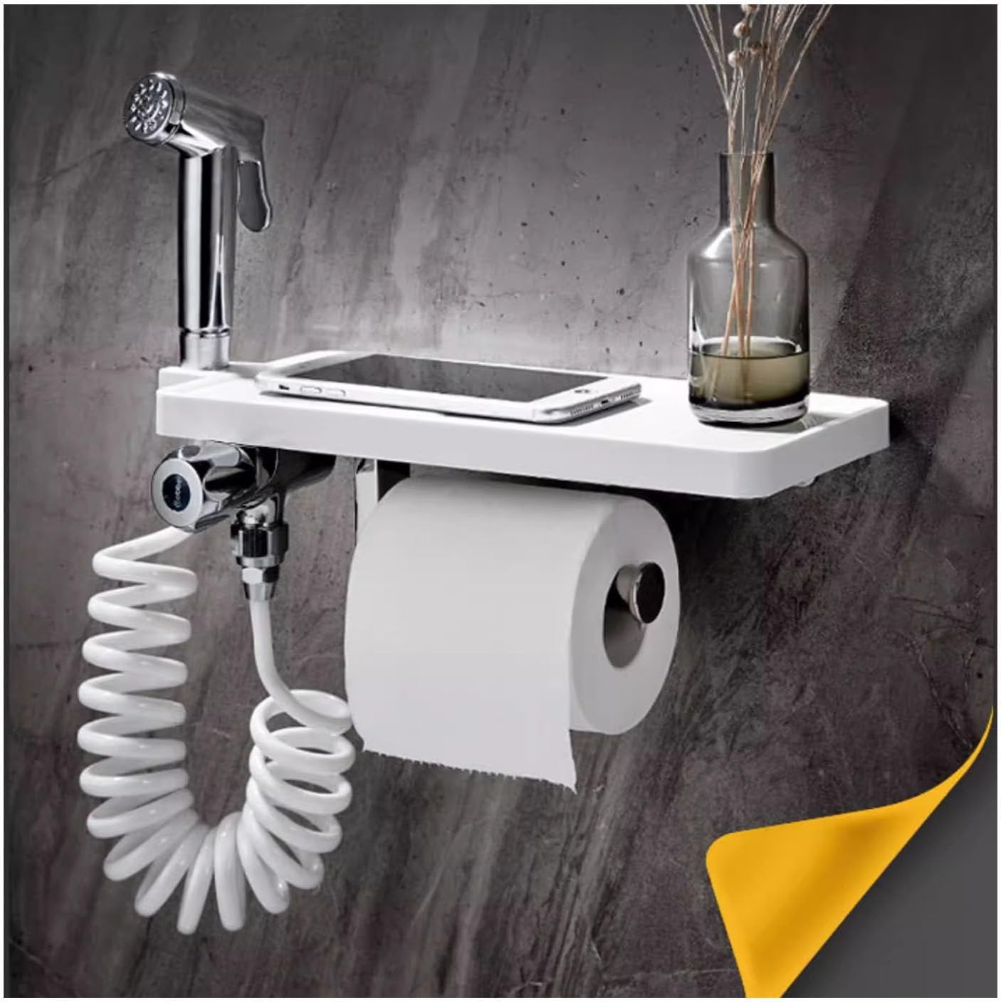 Handheld Bidet Sprayer for Toilet, Handheld Sprayer Kit with Toilet Paper Holder, Muslim Shower for Feminine Wash, Jet Spray for Toilet, Cloth Diaper Sprayer Set, Easy to Install