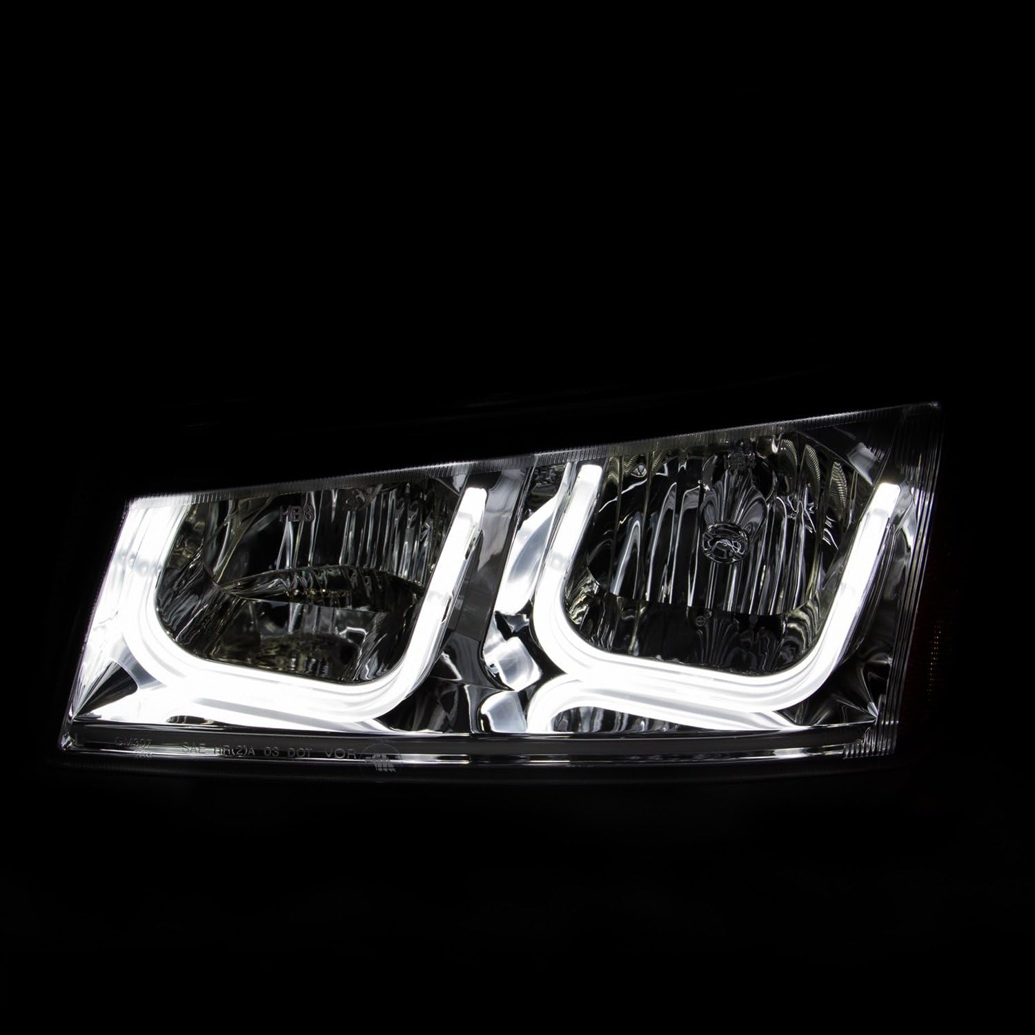 AnzoUSA 111313 CHEVY SILVERADO/AVALANCHE 03-06 CRYSTAL HEADLIGHTS U-BAR CHROME
