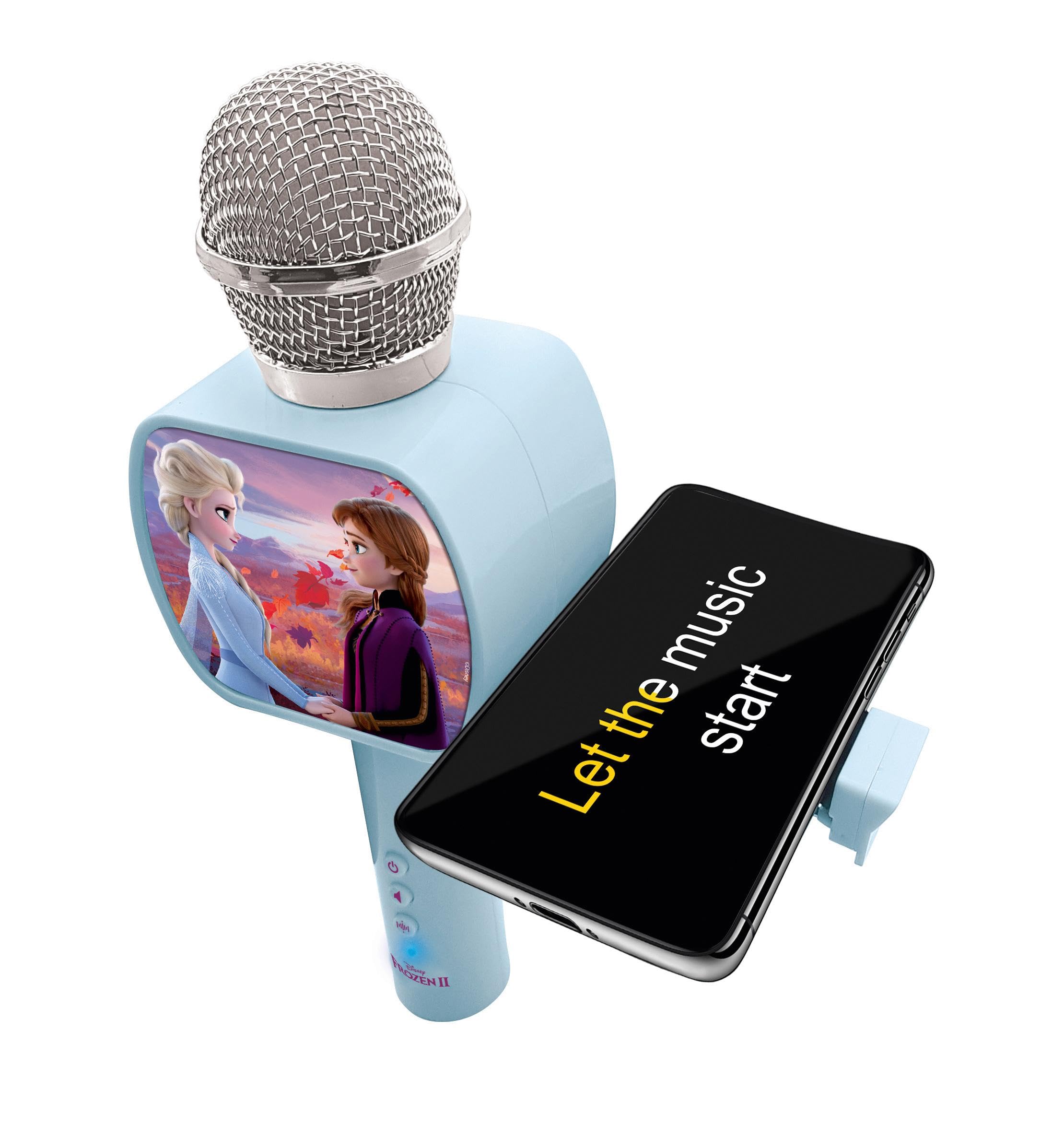 Lexibook Frozen 2 Elsa Anna Olaf Microfono Bluetooth® con Funzione commutatore vocale, Porta-Telefono Retrattile Incluso, Altoparlante Incorporato, Blu, MIC240FZLXB