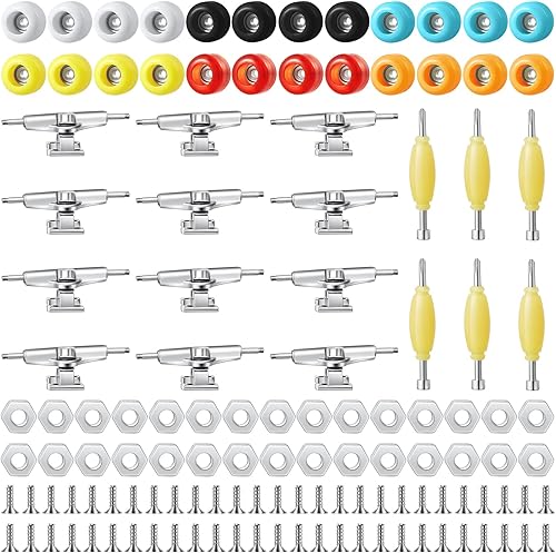 Jexine Juego de 6 juegos de diapasón para diapasón, accesorios para patineta de dedos, incluye 12 soportes, 54 tornillos, 30 tuercas, 6