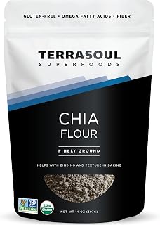Terrasoul Superfoods Organic Chia Flour, 14oz – Cold-Milled, Plant-Based Superfood for Smoothies, Baking & More