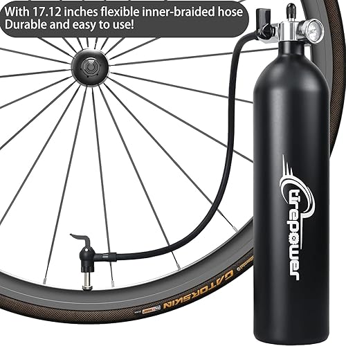 Miniatura 3 de High-Pressure Tubeless Bike Tire Inflator Air Tank - 200 PSI Aluminum Alloy Bicycle Tyre Booster for MTB & Road Bike - PrestaSchrader Compatible